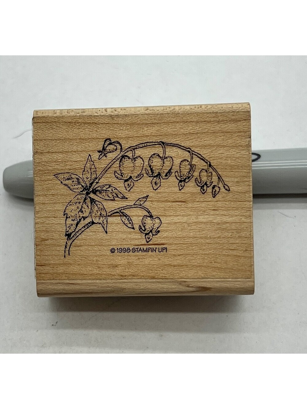 Stampin' Up 1998 Bleeding Heart Flowers Butterfly Wood Rubber Stamp